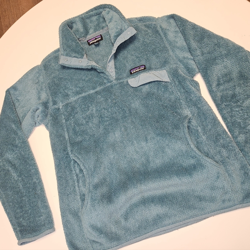 Patagonia Teal Blue Fleece Pullover Sweater - Women's M